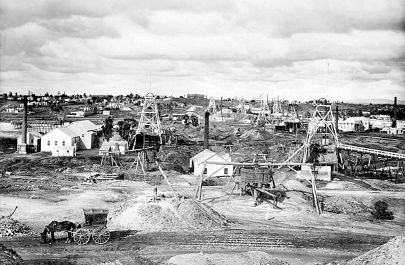 View of Sandhurst from Belmont and Saxby mines, Bendigo, 1888.