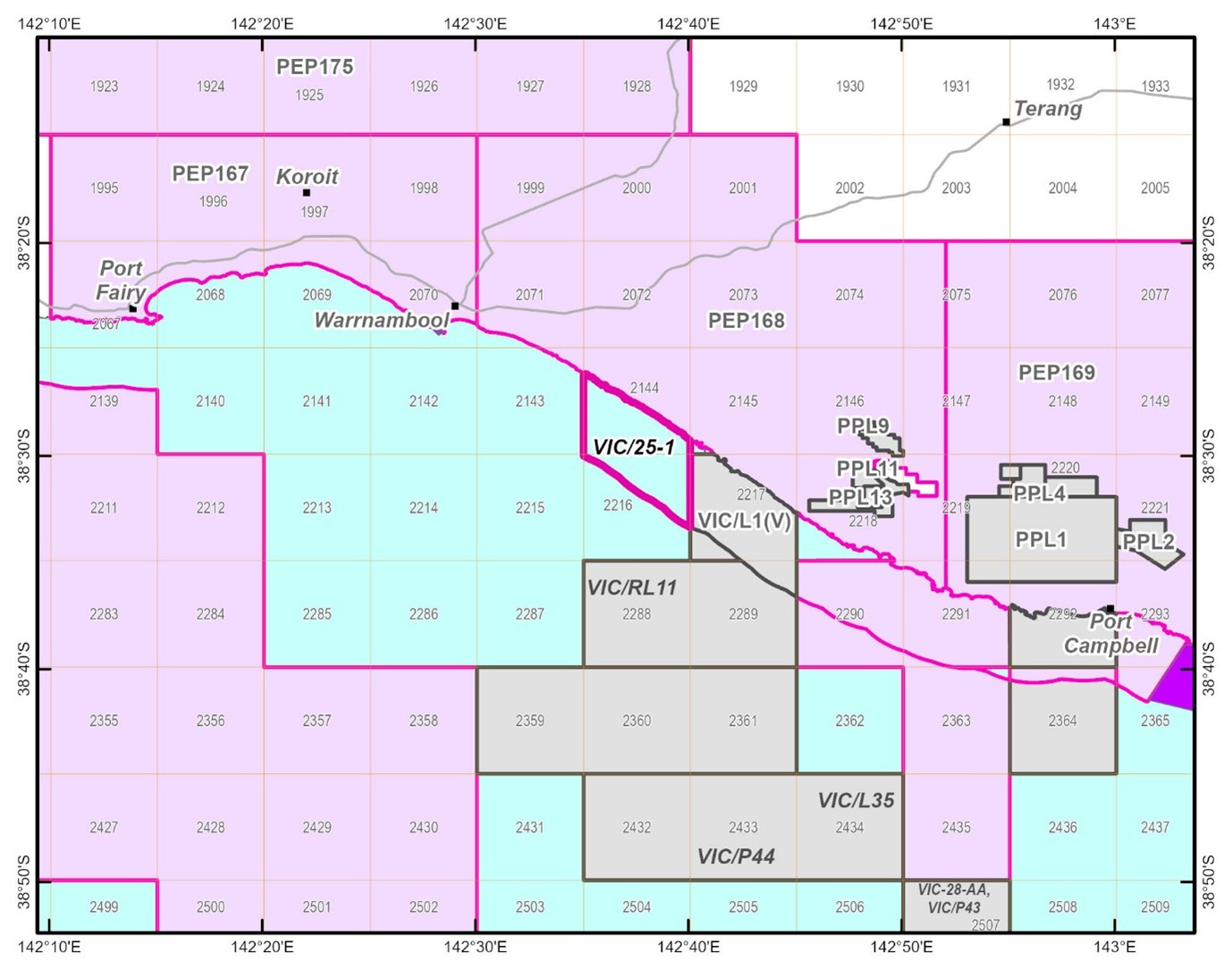 Figure 1: Area VIC/25-1 – Otway Basin Area VIC25-1