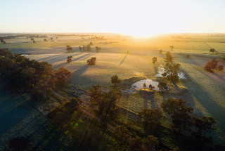 A view of land from the sky.