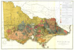 An old map of the state of Victoria showing geological features, names of regions and earth types.
