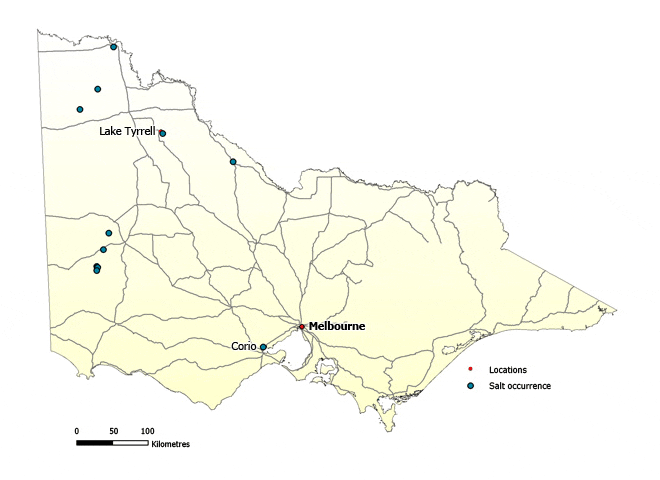 Occurences of silica in Victoria Map of Victoria showing seven occurrences of silica. There is an occurrence in Tallangallook and Lang Lang, two near Cranbourne and three occurrences to the west and north west of Melbourne.