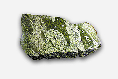 Williamsons Road Serpentinite from Mt Stavely district, western Victoria (Scale: 13 cm) A fragment of nickel. It is slighlty green in colour.