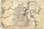 An old hand-drawn map of the Taradale area by George Ulrich showing geological features and with hand written notes on the landscape, plant life and bed rock types