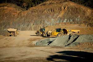 quarry site with earth moving machines